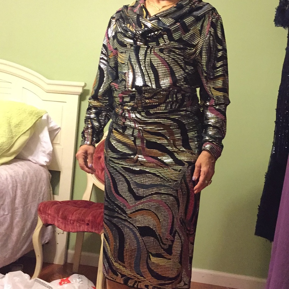 France La Vie Metallic Multicolor Evening Dress